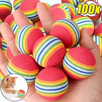 10/100 шт., радужные мячи для игрушек для домашних животных EVA, интерактивные мячи для дрессировки кошек и собак, автоматические прыгающие мячи, игрушки для игр с кошками и собаками, товары для животных