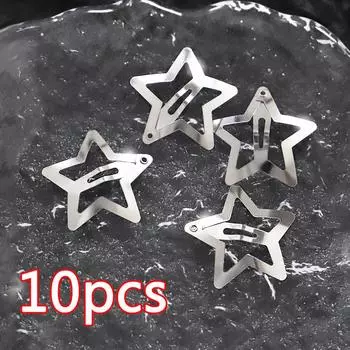 10/100 шт. Серебряные заколки для волос в виде звезды для девочек Филигранная звезда Металлическая заколка-защелка Заколки Шпильки Украшения для волос Без никеля Без свинца