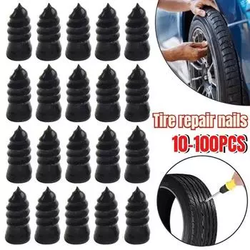 10-100 шт. универсальные вакуумные гвозди для ремонта шин для автомобилей, грузовиков, мотоциклов, скутеров, велосипедов, инструмент для ремонта проколов шин, бескамерные резиновые гвозди S-10pcs