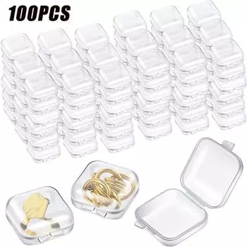 10/100pcs Mini Clear Plastic Jewelry Box earring storage box Small Storage Containers Transparent Jewelry Holder for Necklaces 10pcs