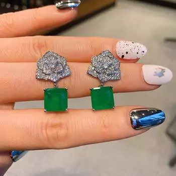 10*10 мм изумрудный комплект ювелирных изделий из драгоценных камней для женщин 925 серебро роза ожерелье серьги винтажные трендовые вечерние коктейльные украшения 45cm