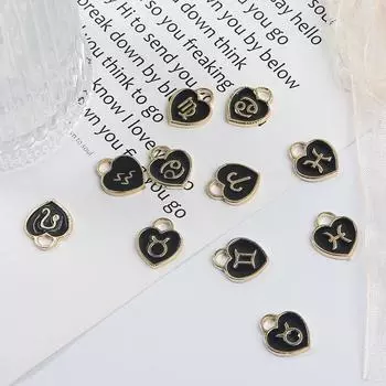 10/12 шт. 12*14 мм 12 созвездий сердце любви падает масляный сплав аксессуары для изготовления ювелирных изделий DIY ожерелье браслет серьги 12*14mm 10pcs