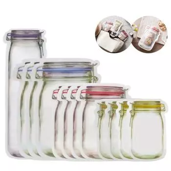 10/12 шт., сумка на молнии в форме банки, многоразовая сумка для хранения закусок, сэндвичей, сумка для хранения еды 10pcs