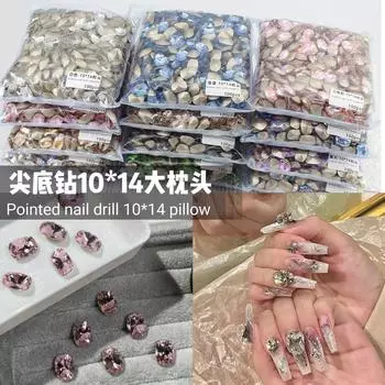 10 * 14 мм заостренное дно большая подушечка маникюр алмаз стекло закругленный угол ногти аксессуары для маникюра своими руками ювелирные изделия хрустальный маникюр алмаз 1 piece
