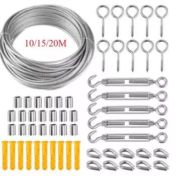 10/15/20 м комплект троса из нержавеющей стали, прочный 304 с покрытием из ПВХ для сада, балкона, ограждения, палатки, наружного троса