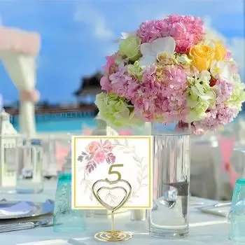 10/15/20 шт., держатель для номера стола, подставка в форме сердца, спиральное основание, подставка для фотокарточек, подставка для свадебной вечеринки 10pcs золотистый