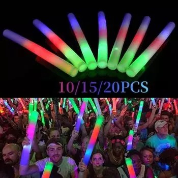 10/15/20 шт., разноцветные светодиодные светящиеся палочки, пенопластовые блестящие палочки, светящиеся палочки для концерта, черлидинга, вечеринки 10pcs