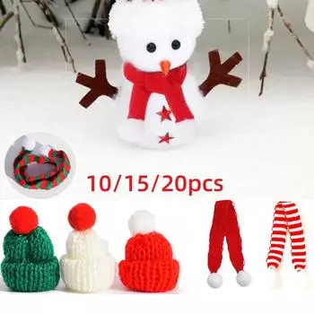 10/15/20 шт. Рождественская мини-вязаная шапка для куклы, шарф для поделок, украшение для милой куклы, аксессуары для шитья, принадлежности для рукоделия 10PCS