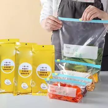 10/15/20PCS Silicone Food Storage Leakproof Reusable Stand Up Zip Shut Bags Cup Fresh Food Storage Bag Refrigerator Fresh Wrap