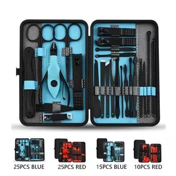 10 / 15 / 25 Маникюрные инструменты Ножницы для удаления омертвевшей кожи Ножницы для ногтей на ногах Полный маникюрный набор 10pcs красный