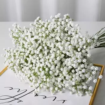 10/15 шт. искусственных цветов Baby Breath Flower искусственная гипсофила для свадебной вечеринки украшение дома цветочные букеты DIY аксессуары 10PCS белый