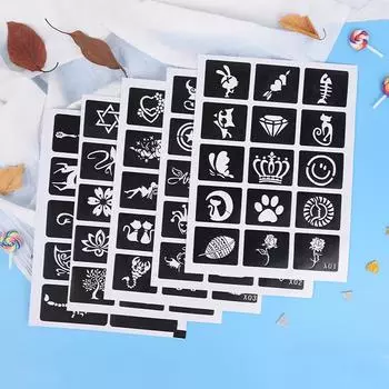 10/15 шт. маленькие блестящие трафареты для татуировок для женщин и девочек, детский рисунок, трафарет для татуировки