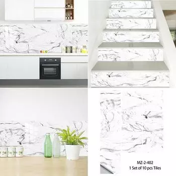 10/15 см белая мраморная текстура, наклейки на плитку, кухонный фартук, маслостойкий шкаф для ванной комнаты, водонепроницаемые наклейки на стены 10cmX10cmX10pcs