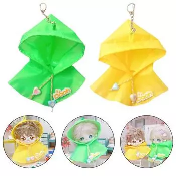 10/15 см хлопковая кукла, плащ, регулируемый шнурок, дождевик-пончо, кукла, желтый, зеленый, мягкая одежда, ткань, дождевики, хлопковая кукла зелёный