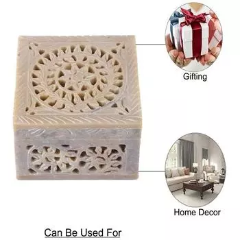 10.16 см шкатулка для украшений из мыльного камня, мраморная резьба для женщин, шкатулка для украшений