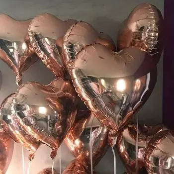 10, 18-дюймовые воздушные шары из алюминиевой фольги в форме сердца цвета розового золота, подходят для дней рождения, Дня святого Валентина, свадеб и помолвок PD0002-Rose Golden