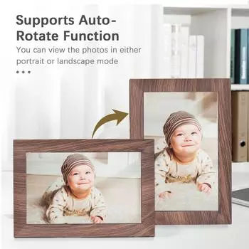 10,1-дюймовая цифровая фоторамка с Wi-Fi, IPS-экран, сенсорное управление, 16 ГБ встроенной памяти, автоматическое вращение. Поделиться фотографиями US Plug коричневый