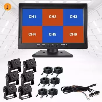 10,1-дюймовый 6-экранный смарт-радар слепых зон BSD сигнализация грузовик автобус автомобильный видеорегистратор монитор и 6 шт. AHD видеокамера 1PCS