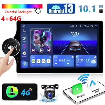 10,1-дюймовый Android Double 2 DIN Car Radio Stereo Multimedia Player GPS Navi Wifi EU-Maps USB DVR Camera-AHD Carplay Audio 8-core 2GB+32GB