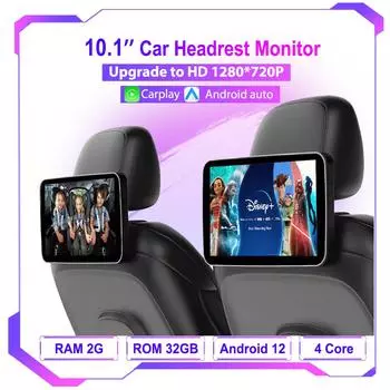 10,1-дюймовый HD 1280*720 Android автомобильный подголовник монитор заднее сиденье мультимедиа Apple Carplay Ambient Lights BT SD HDMI-вход