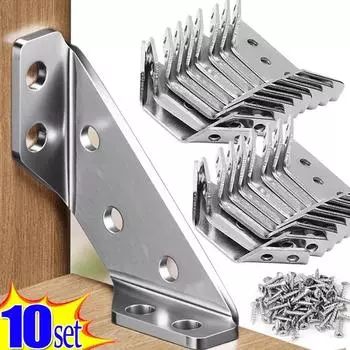 10/1 комплект угловых кронштейнов из нержавеющей стали для мебели, угловой соединитель для полок, крепежная рама для шкафа, угловая распорка с винтом