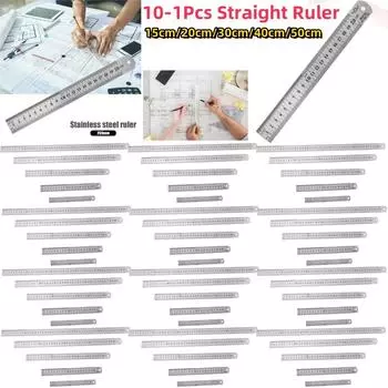 10-1 шт 15-50 см нержавеющая сталь металлическая прямая линейка линейка инструмент прецизионный двухсторонний измерительный чертежный аксессуар ручной инструмент
