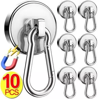 10/1 шт. Магнитный карабин, мощный неодимовый магнит, вращающийся на 360°, настенный, прочный магнит, присоска, крючок для хранения, кольцо