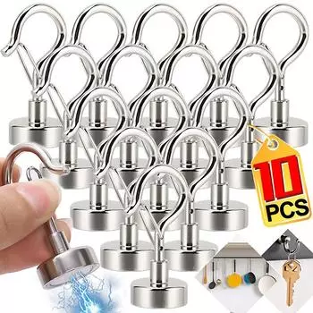 10/1 шт. Магнитный крючок, эластичный крючок, пресс для бытовой магнитной пряжки, оптовая продажа, NdFeB, сильный магнит, брелок, магнит, крючок, фурнитура 1pcs