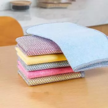 10-1 шт новейшая волшебная салфетка для уборки утолщенная двухсторонняя металлическая стальная проволочная тряпка кухонная посуда кастрюля моющие салфетки полотенце инструмент для чистки 1PC жёлтый