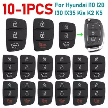 10-1 шт. сменный 3-кнопочный чехол для дистанционного ключа-брелока с резиновой накладкой для Hyundai I10 I20 I30 IX35 Kia K2 K5 Rio Sportage детали для выкидного ключа