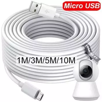 10/1M сверхдлинный кабель Micro USB для быстрой зарядки и передачи данных для телефонов Samsung Xiaomi Android, камер, мониторов, аккумуляторов, шнуров для передачи данных 1m белый