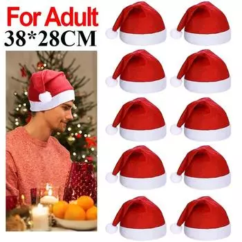 10/1Pcs Kids Adult Christmas Hats Women Man Red Santa Claus Xmas Hats Merry Christmas Caps New Year Party Decor Navidad Supplies adult,1pc
