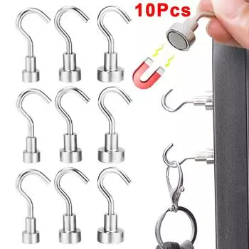 10/1 шт. Магнитный крючок, многоцелевой настенный сильный магнитный держатель, крючок для ключей, наклейка на холодильник, крючки для домашнего органайзера 1Pcs