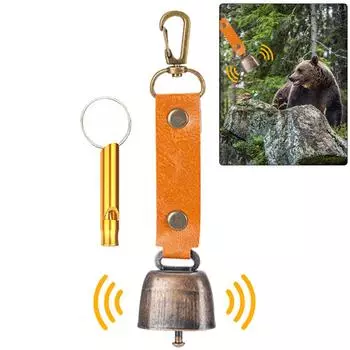 10-1SET Кемпинговый колокольчик-свисток-украшение-брелок-колокольчик, аксессуар для коровьего колокольчика, брелок для питомца, аксессуар для кемпинга на открытом воздухе чёрный