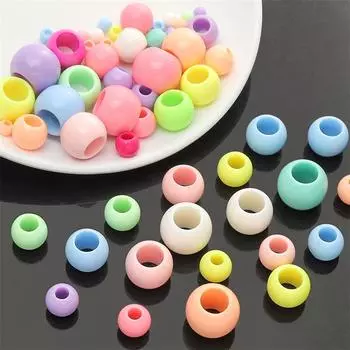 10-200 шт./пакет Акриловые бусины цвета мороженого с большими отверстиями для браслетов, ожерелий, сережек, ювелирных изделий, аксессуаров 6mm 200pcs/bag