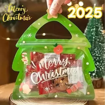 10-200 шт. Рождественский фестиваль подарочные пакеты рождественская елка олень форма печенье конфеты мешок для детского дня рождения декор сладкая упаковка 10PCS зелёный