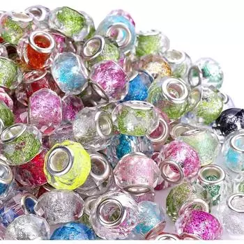 10/20/30 14 мм европейские бусины с большим расстоянием между отверстиями, блестящие бусины для рукоделия, различные подвесные бусины, ожерелья, браслеты, принадлежности для изготовления украшений Random Color 10pcs