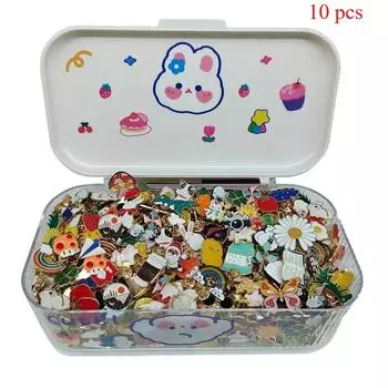 10/20/30/40/50 шт. Эмалевые значки-пины, случайные милые животные, растения, металлические значки для рюкзака, лацкана, броши, женские, детские ювелирные аксессуары 10PCS