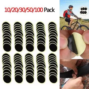10/20/30/50/100x резиновый велосипедный самоклеящийся набор заплаток для бесклеевой внутренней трубки для ремонта шин 10pcs