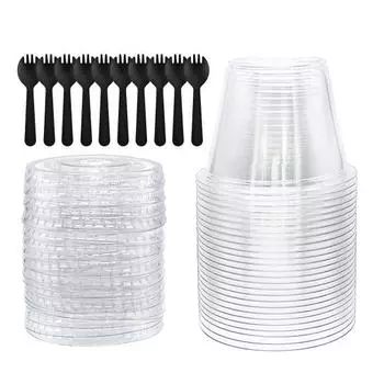 10/20/30/50 шт. Десертные чашки Пластиковые чашки без БФА Десерты Фрукты Торты Мороженое Пудинг Чашки для молочных коктейлей 10pcs