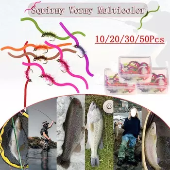 10/20/30/50 шт. яркие цвета, мягкие извилистые черви, форель, нахлыст, дождевой червь, ручная работа, для хариуса 10Pcs