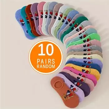 10/20/30 Двойные Весна/Лето Унисекс Мода Дисней Милый Аниме Мультфильм Микки Маус Универсальные Повседневные Дышащие Носки-Следки One Size