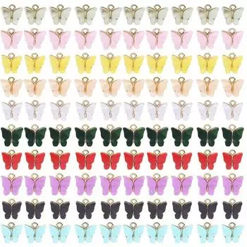 10/20/30 шт. 10 цветных украшений в виде бабочек, кулон в виде бабочки из сплава, ожерелье, браслет, серьги, аксессуары для самостоятельного изготовления ювелирных изделий 10pcs разноцветный