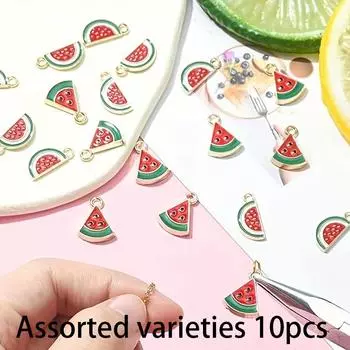 10/20/30 шт. эмалированный кулон из сплава, кулон в виде кусочка арбуза, кулон в виде фрукта, арбуза, браслет, серьги, изготовление ювелирных изделий своими руками Assorted varieties 10pcs