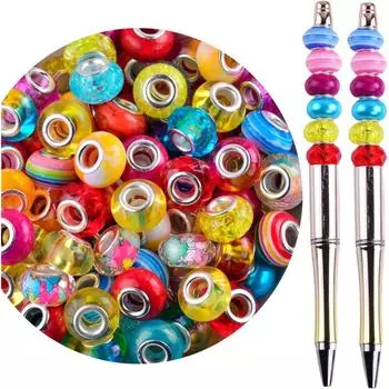 10/20/30 шт. Бусины с большими отверстиями для изготовления ювелирных изделий из браслетов, европейские бусины диаметром 15 мм для ручек, подвески-проставки, бусины из муранского стекла с кристаллами 10pcs разноцветный