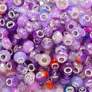 10/20/30 шт. Фиолетовый Европейский Большой Отверстие Бусины Изготовление Ювелирных Изделий Большой Отверстие Интервал Смолы Бусины Подвеска Браслет Изготовление Ожерелья Ручка DIY Ремесло 10pcs