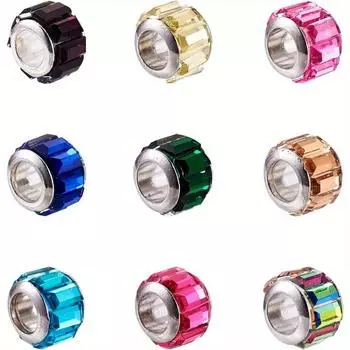 10/20/30 шт. Классические европейские бусины с большим отверстием, цилиндрические слайдеры, свободные бусины с сердечником из латуни, используются для самостоятельного изготовления браслетов-змейок 10pcs