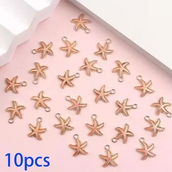 10/20/30 шт. Подвеска в виде морской звезды из сплава, эмаль, креативная подвеска в виде морской жизни, браслет, ожерелье, серьги, подвеска, изготовление ювелирных изделий в пляжной тематике 10pcs