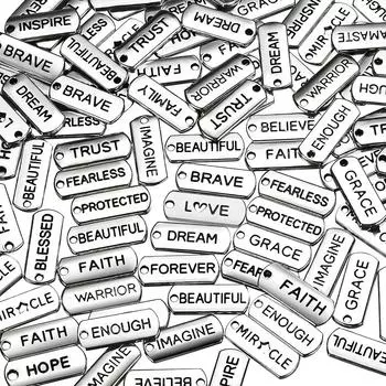 10/20/30 шт. Подвески-шармы в форме слов с гравировкой, мотивирующие подвески, аксессуары для изготовления ювелирных изделий своими руками, ожерелья, браслеты, брелки 10pcs