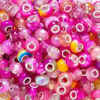 10/20/30 шт. розовые бусины европейского стиля с большими отверстиями, массовое производство, большие отверстия, бусины из смолы, изготовление браслетов, ожерелий, ручка для поделок своими руками 10pcs